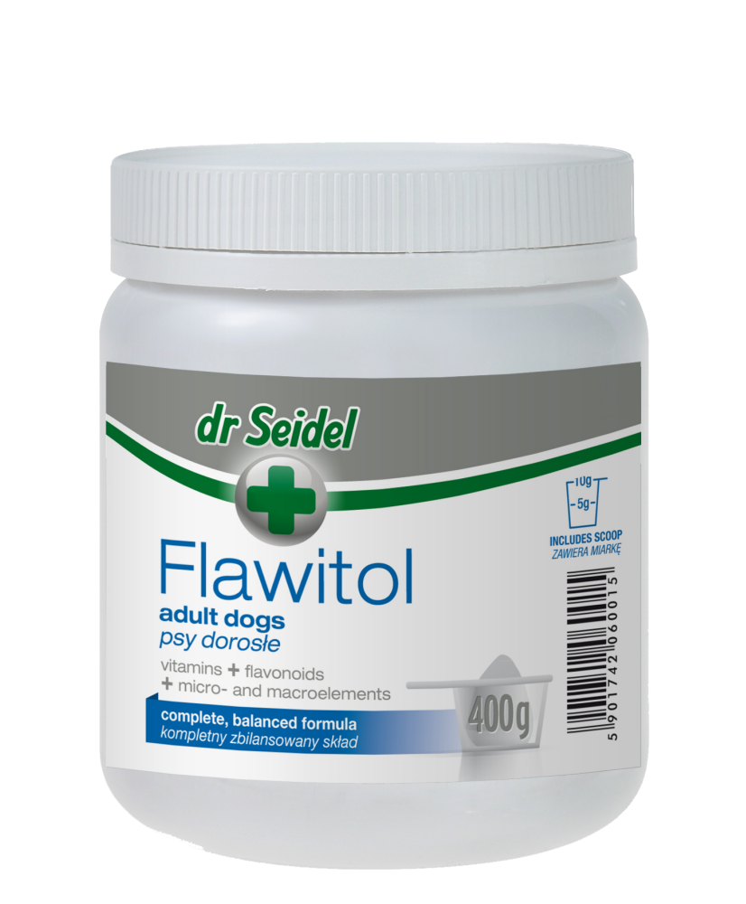 dr Seidel Flawitol Preparat witaminowo-mineralny dla psów dorosłych, 400 g