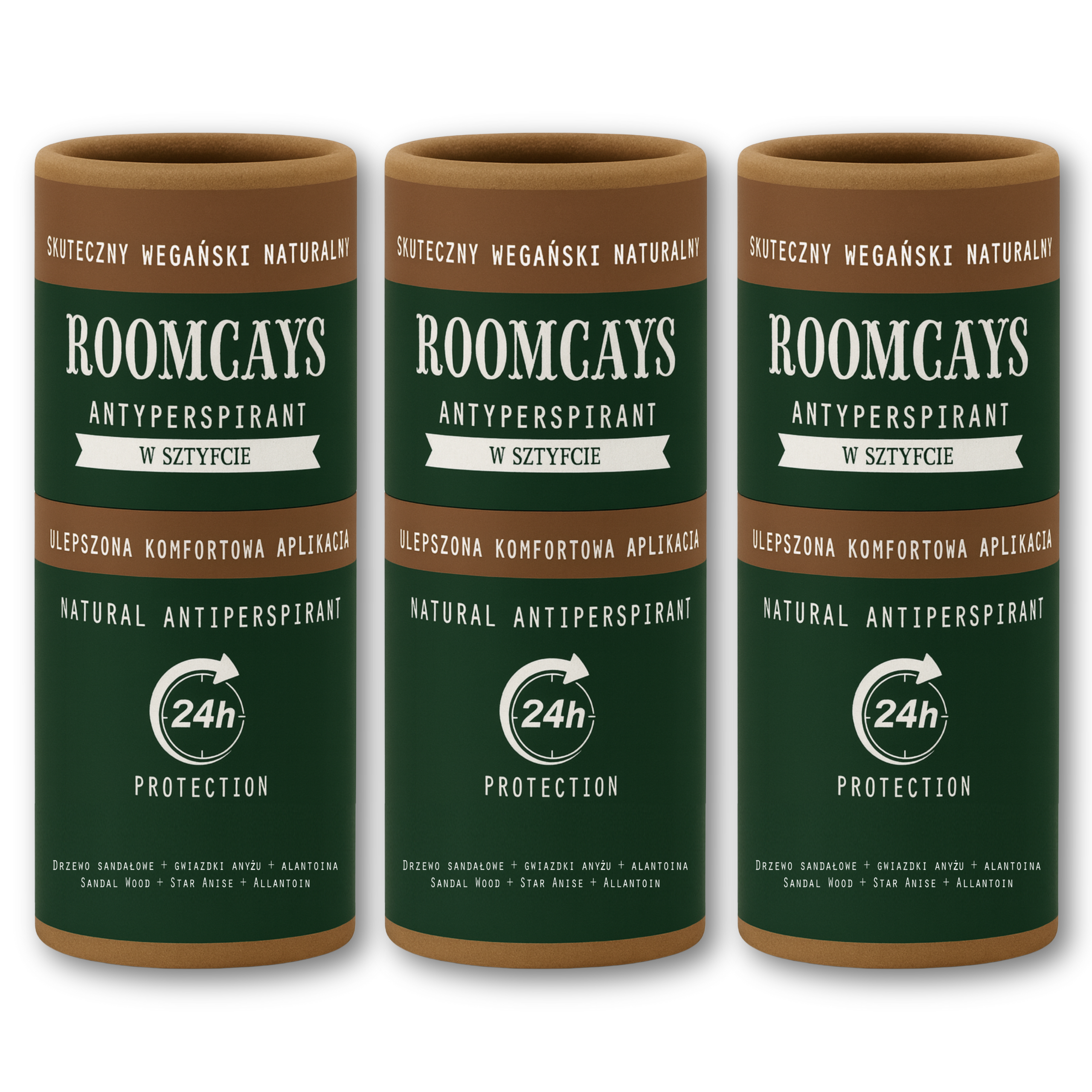 Roomcays naturalny antyperspirant bez aluminium męski, 3x45 g