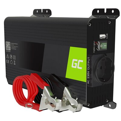 Przetwornica GREENCELL Pro 12V na 230V 300W/600W Czysta sinusoida