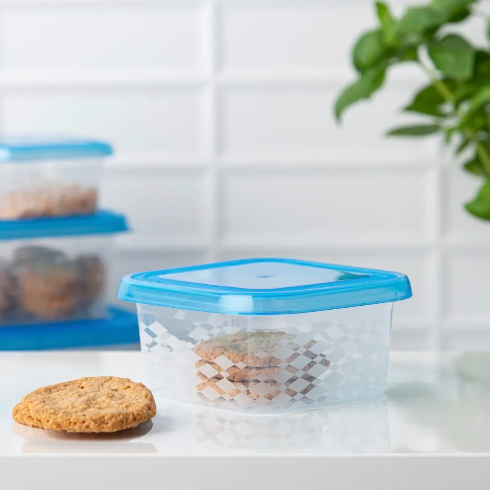 Pojemnik na żywność z pokrywą BranQ Blue Box kwadratowy 0,45 l niebieski