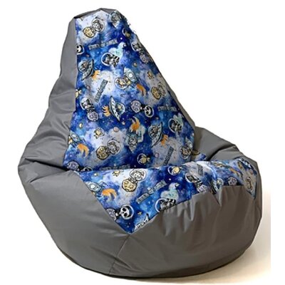 Pufa worek GO GIFT Grusza L Druk Statek Kosmiczny Szaro-niebieski 105 x 80 cm