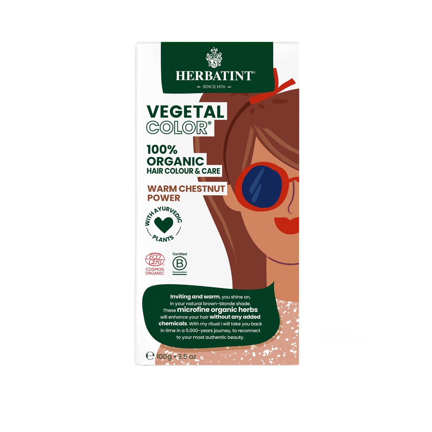 Herbatint Vegetal Color bio henna w mikropudrze Ciepły Brąz, 100g