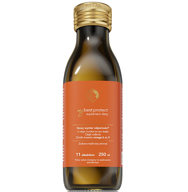 MyBestPharm MyBestProtect suplement diety wspierający prawidłowe funkcjonowanie układu odpornościowego, aromat ziołowo-malinowy, 250 ml