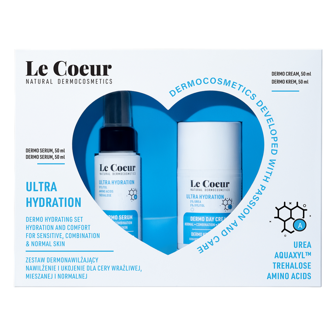 Le Coeur ULTRA HYDRATION SET zestaw: dermo serum nawilżające, 50 ml + dermo krem nawilżający na dzień, 50 ml