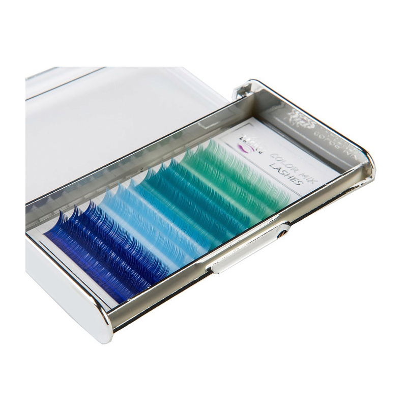 Looksus Lashes Color Mix 0,10 kolorowe rzęsy do przedłużania Ocean, skręt D, 1 opak.
