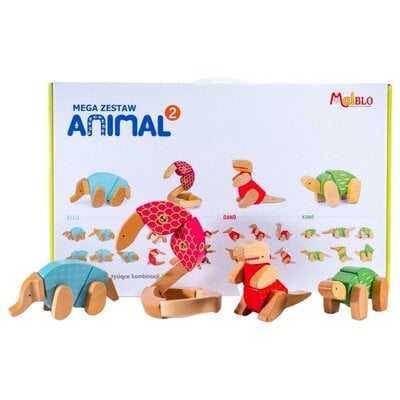 Klocki drewniane MALBLO Eco Mega zestaw Animal 2 MAL7743