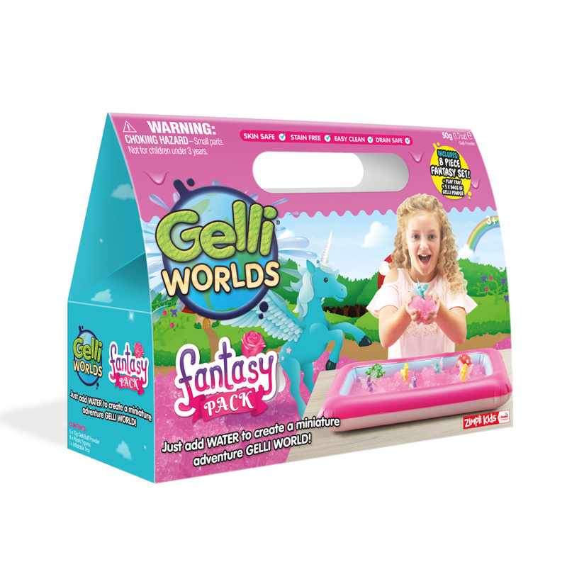 Zimpli Kids zestaw do tworzenia glutów dla dzieci - magiczny proszek do wody z figurkami i tacą Gelli Worlds Fantasy Pack, 1 zest.