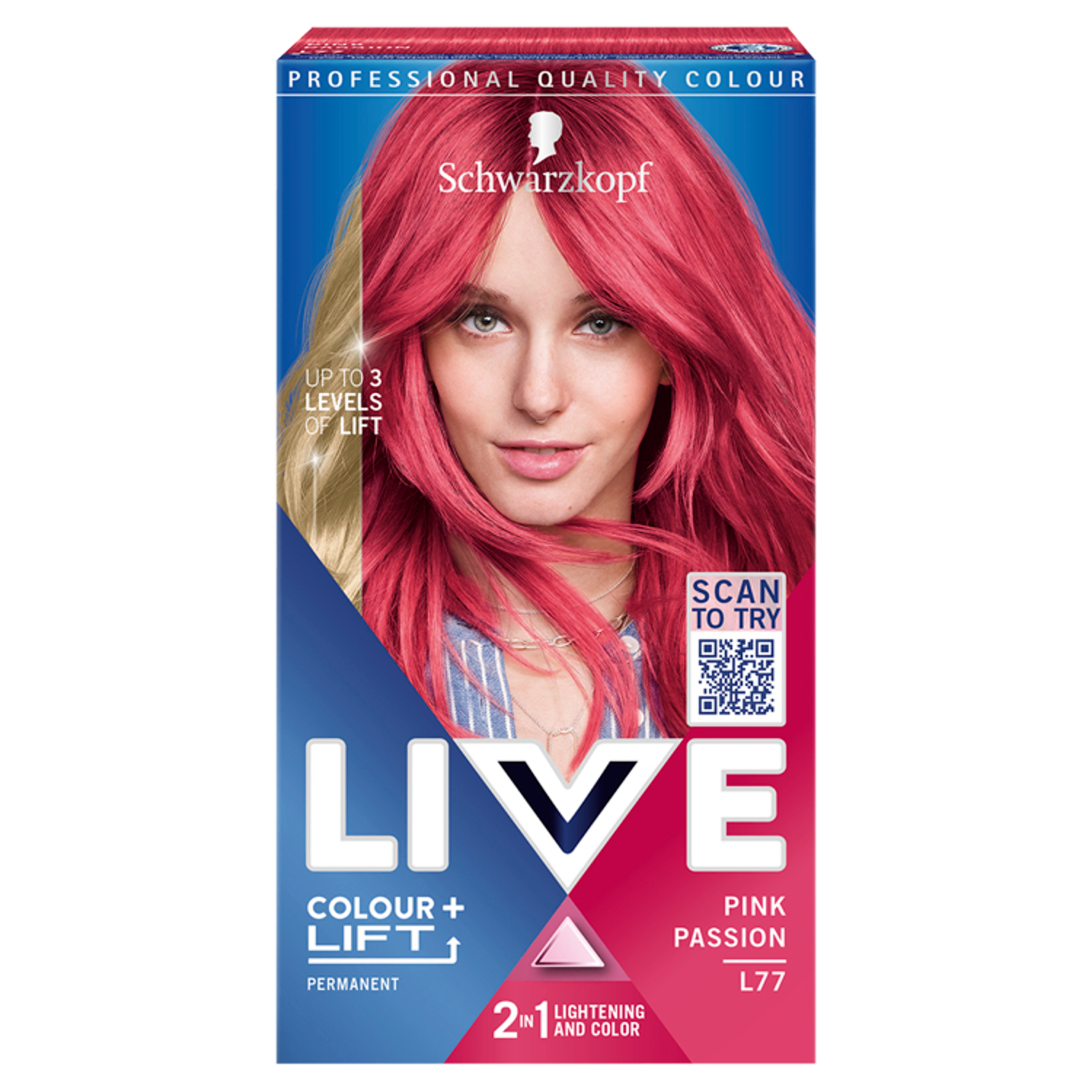 Live Colour + Lift farba do włosów l77 rozjaśniająca i koloryzująca pink passion, 1 opak.