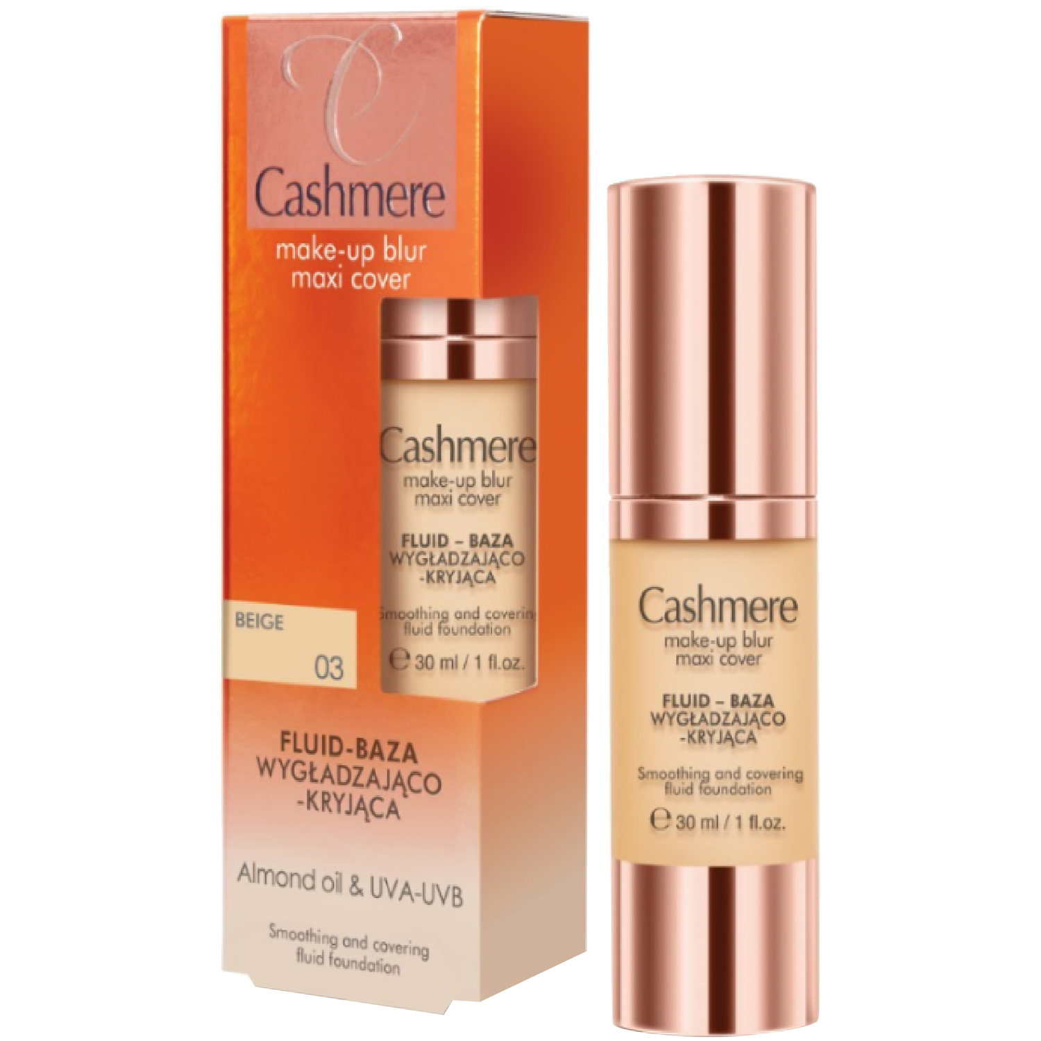 Cashmere Make-up Blur Maxi Cover fluid- baza wygładzająco-kryjąca 03 beige, 30 ml