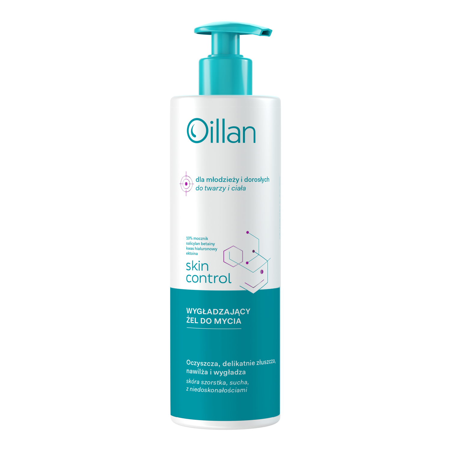 Oillan Skin Control wygładzający żel do mycia ciała i twarzy z 10% mocznikiem, 400 ml
