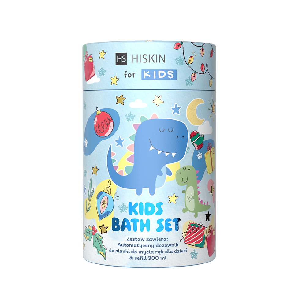 Hiskin Blue Dino zestaw: dozownik do pianki do mycia rąk, 1 szt. + refill, 300 ml