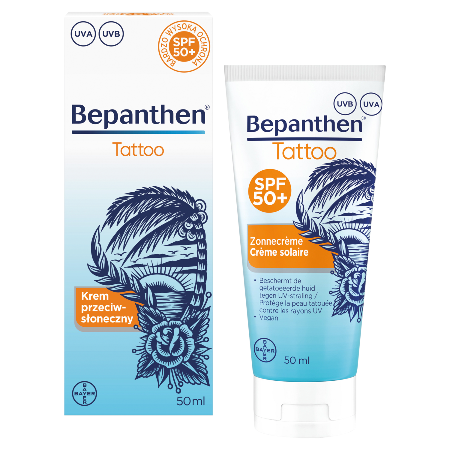 Bepanthen Tattoo Sun przeciwsłoneczny krem do ciała SPF 50+, 50 ml
