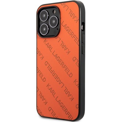 Etui KARL LAGERFELD Perforated Allover do Apple iPhone 13 Pro Max Pomarańczowy