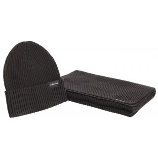 Zestaw Czapka i Szalik Calvin Klein Gs Classic Cotton Scarf+Beanie Ck Black K50K511021 BAX