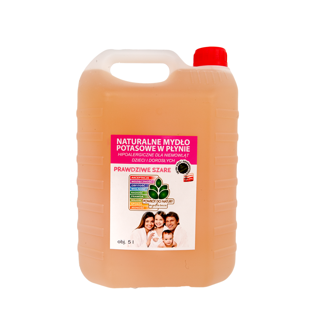 Powrót do natury Prawdziwe szare 100% roślinne naturalne mydło potasowe w płynie „prawdziwe szare” hipoalergiczne, 5 l