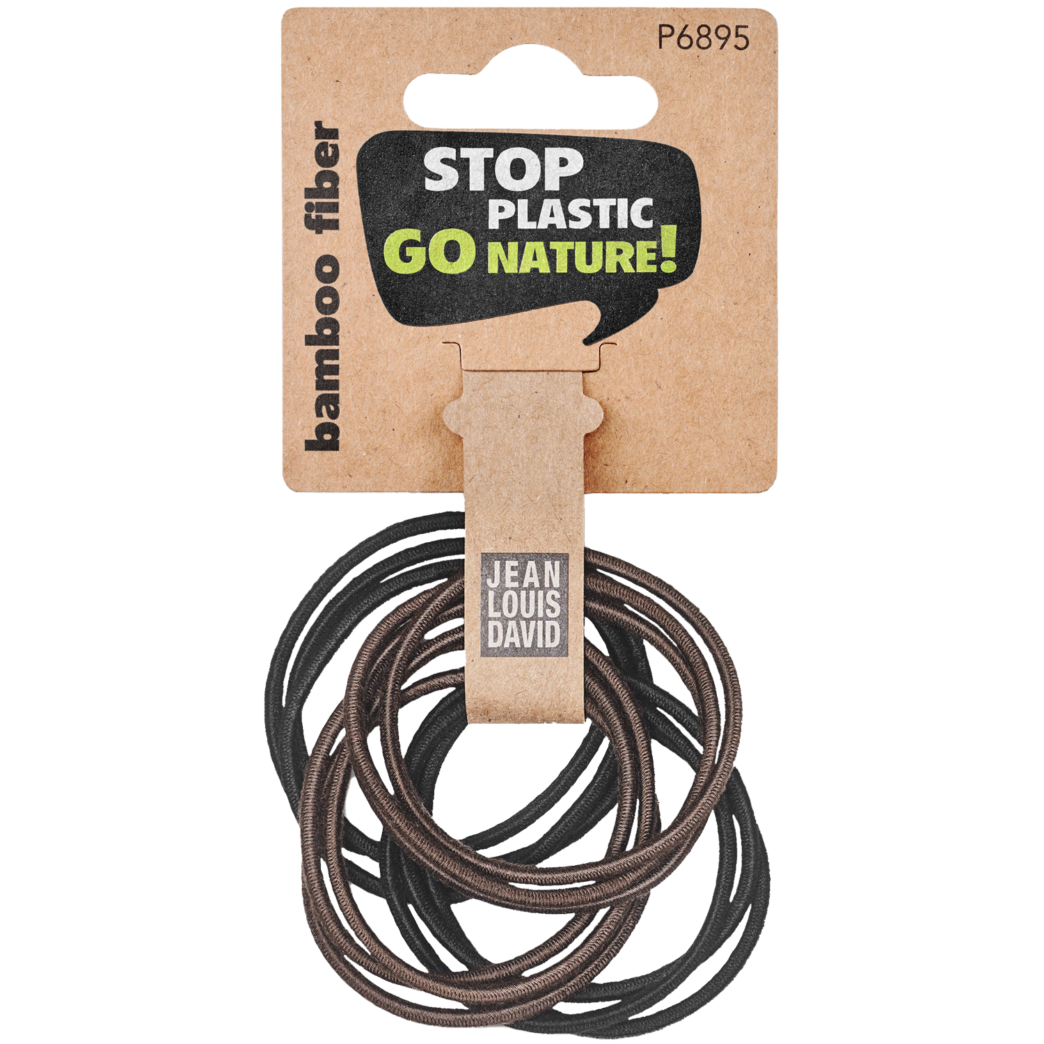 Jean Louis David Stop Plastic Go Nature bambusowe gumki do włosów czarno-brązowe, 12 szt./1 opak.