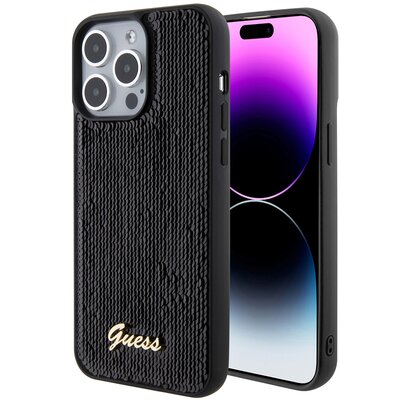 Etui GUESS Sequin Script Metal do Apple iPhone 15 Pro Max Czarny