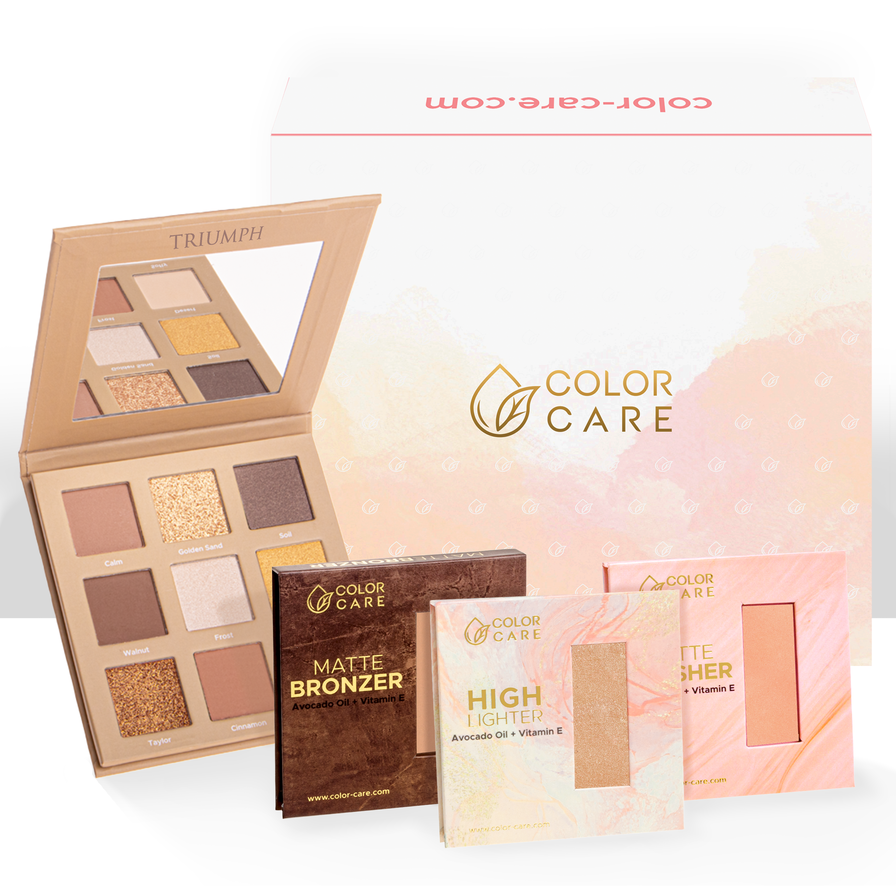 Color Care GlowUp zestaw Triumph: paleta cieni do powiek, 22,5 g + róż, 8 g + bronzer, 8 g + rozświetlacz, 8 g