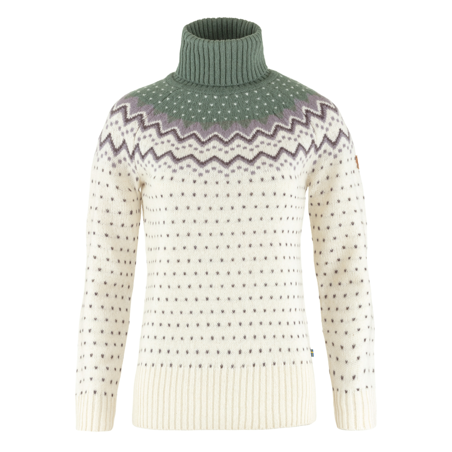 Damski sweter Fjallraven Ovik Knit Roller Neck chalk white/patina green - M
