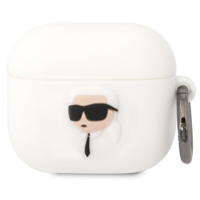 Etui na słuchawki KARL LAGERFELD Silicone Karl Head 3D do Apple AirPods 3 Biały