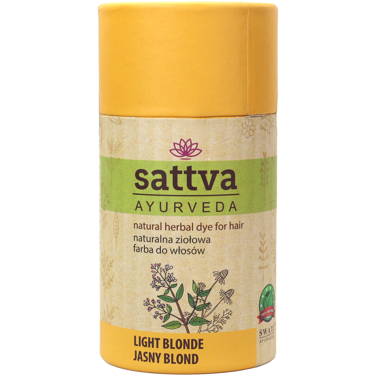 Sattva Ayurveda naturalna ziołowa farba do włosów jasny blond, 150 g