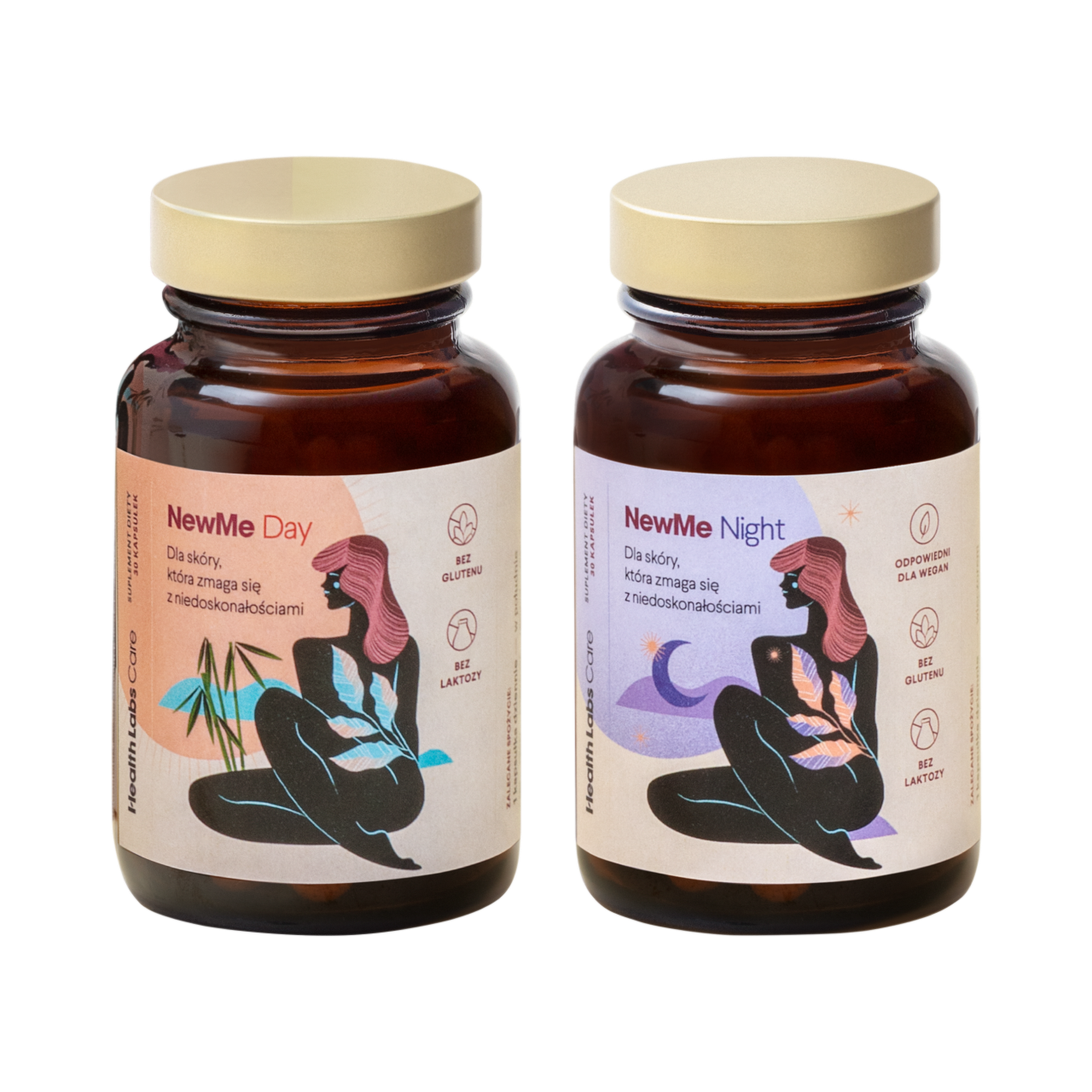 Health Labs Care NewMe suplement diety witaminy i minerały na włosy skórę i paznokcie Day+Night, 2x30 kaps./1 opak.