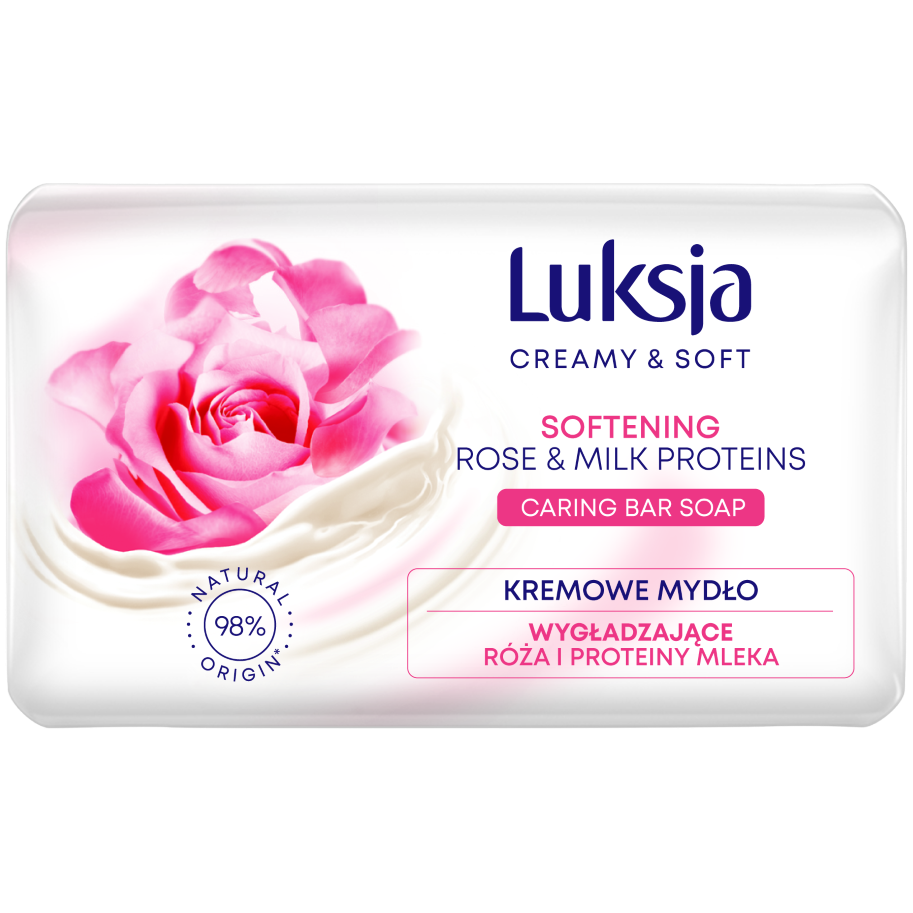 Luksja Creamy & Soft kremowe mydło w kostce róża i proteiny mleka, 90 g