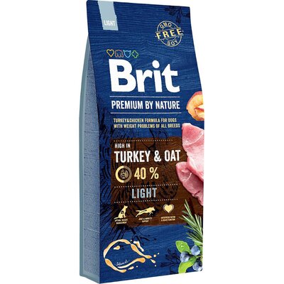 Karma dla psa BRIT Premium By Nature Light Indyk z owsem 15 kg