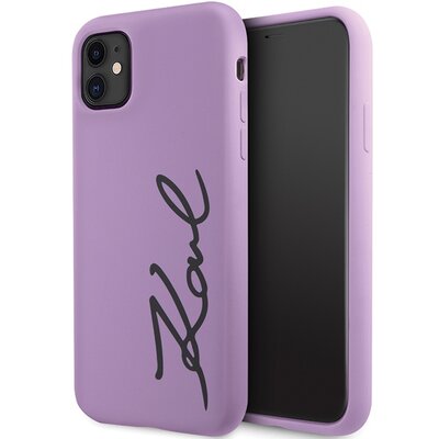 Etui KARL LAGERFELD Silicone Signature do Apple iPhone 11/Xr Purpurowy