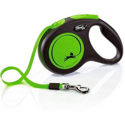 Smycz FLEXI New Neon M (5 m - 25 kg) Czarno-zielony