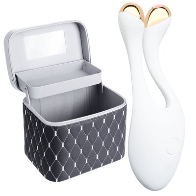 Urządzenie do liftingu twarzy DIFORO Amirta Biało-złoty + kuferek na kosmetyki Czarny