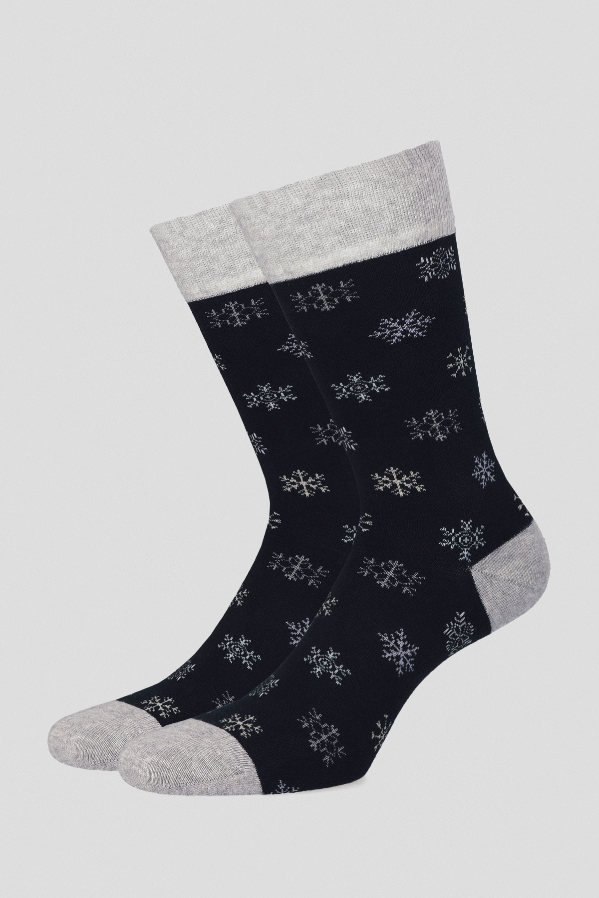 Lancerto Skarpety Świąteczne Granatowo-Szare w Śnieżynki