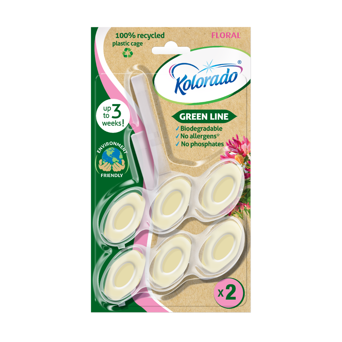 Kolorado Green Line kostka do WC Floral, 2 x 51 g