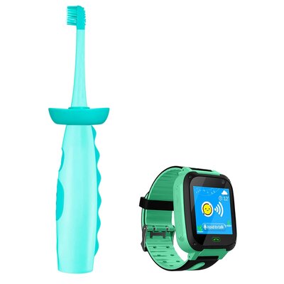 Szczoteczka soniczna VITAMMY Dino Zielony + zegarek VITAMMY Smart Kid Zielony