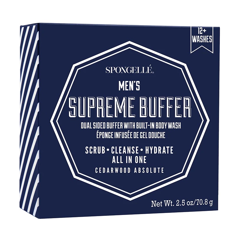 Spongelle 12+ Men's Buffer gąbka nasączona mydłem do mycia ciała Supreme, 1 szt.