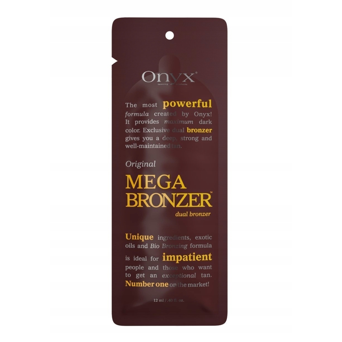 Onyx Mega Bronzer podwójny bronzer do opalania z masłem shea kofeiną i olejem migdałowym, 12 ml