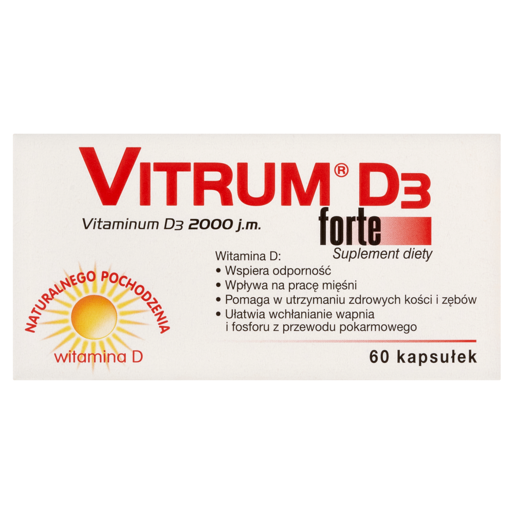 Vitrum D3 Forte, suplement diety, 60 kapsułek