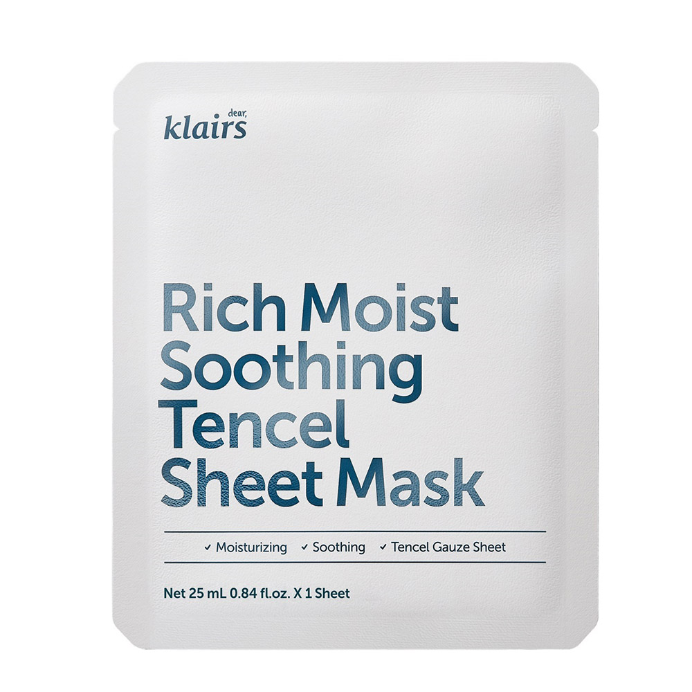 Dear Klairs Rich Moist Soothing Tencel Sheet Mask kojąca maseczka do twarzy, 25 ml