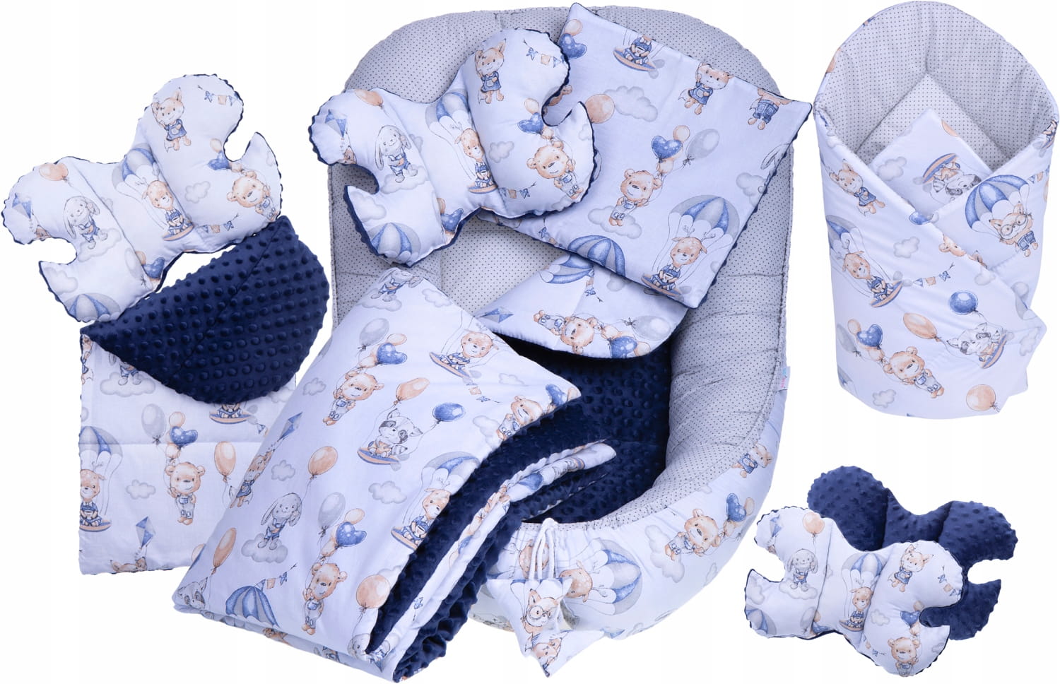 Babymam kokon niemowlęcy gniazdo kojec minky 7 el.