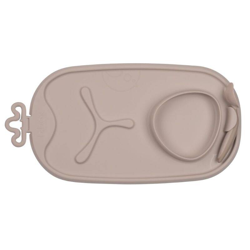 B.box  zwijana mata dla dziecka antypoślizgowa do nauki samodzielnego jedzenia roll + go latte silikonowa, 1 szt.