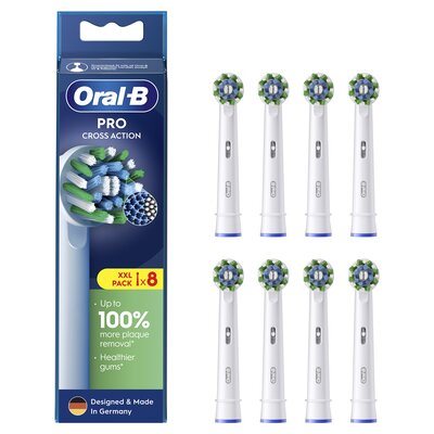 Oryginalna końcówka szczoteczki ORAL-B Pro Cross Action Biały (8 szt.) (Włókna w kształcie litery X usuwają więcej płytki)