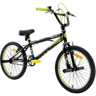 Rower dziecięcy KARBON BMX 20 cali dla chłopca Czarno-limonkowy