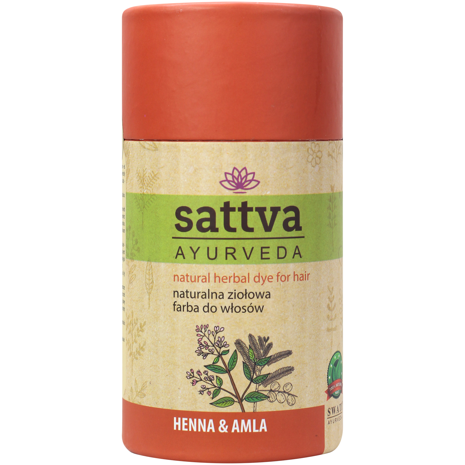 Sattva Ayurveda naturalna ziołowa farba do włosów henna&amla, 150 g