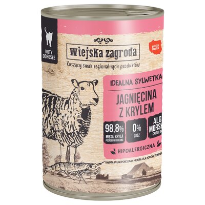 Karma dla kota WIEJSKA ZAGRODA Jagnięcina z krylem 400 g