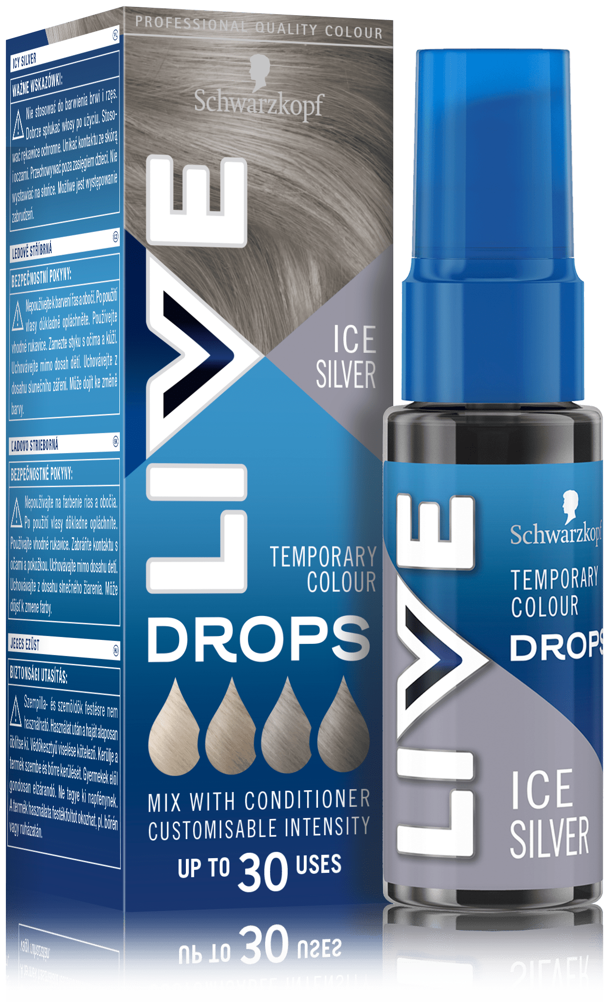 Live Drops półtrwała farba do włosów ice silver, 30 ml