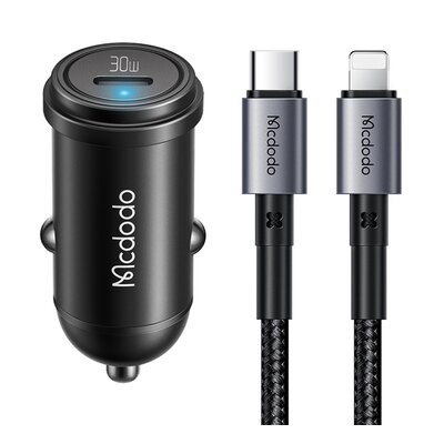 Ładowarka samochodowa MCDODO CC-7492 30W Czarny + kabel USB Typ C - Lightning