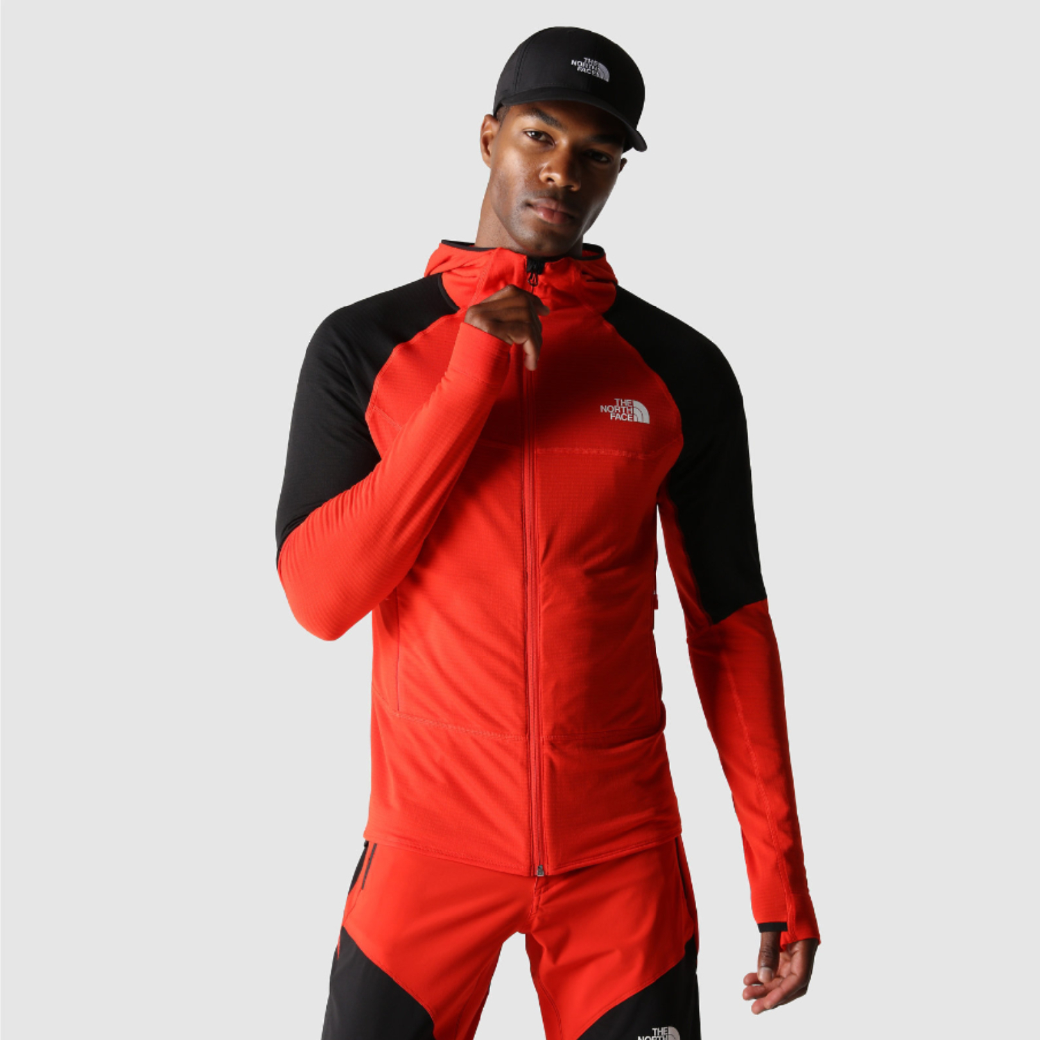 Męska bluza polarowa The North Face Bolt Polartec Hoodie fiery red/black - XXL