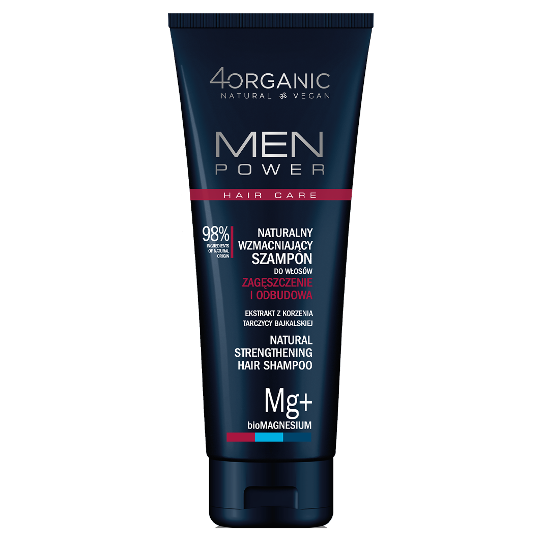 4Organic MEN POWER Zagęszczenie i odbudowa naturalny szampon do włosów, 250 ml