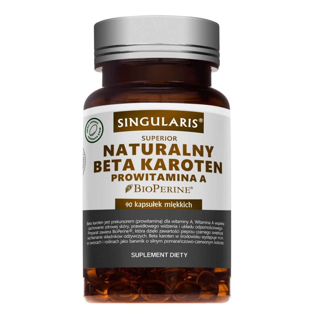 Singularis Naturalny Beta Karoten prowitamina A suplement diety, 90 kaps./1 opak.