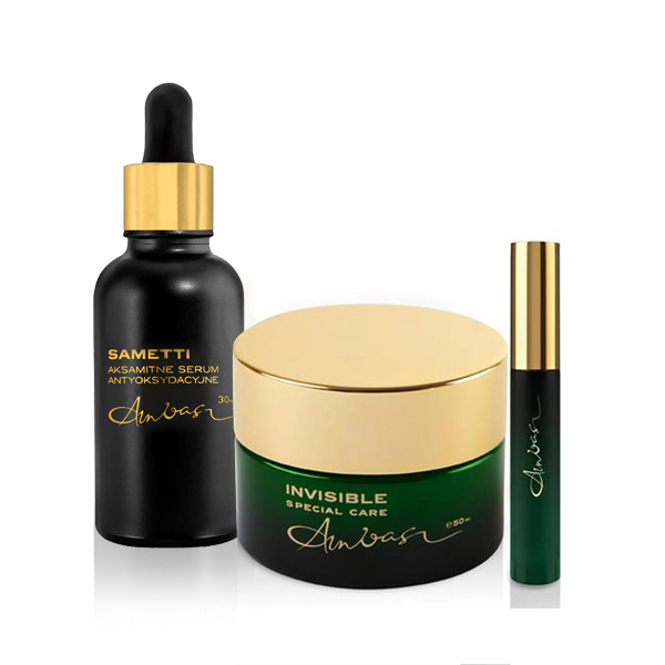 Ambasz zestaw: krem do twarzy, 50 ml + antyoksydacyjne serum do twarzy, 30 ml + perfumy aromaterapeutyczne, 10 ml
